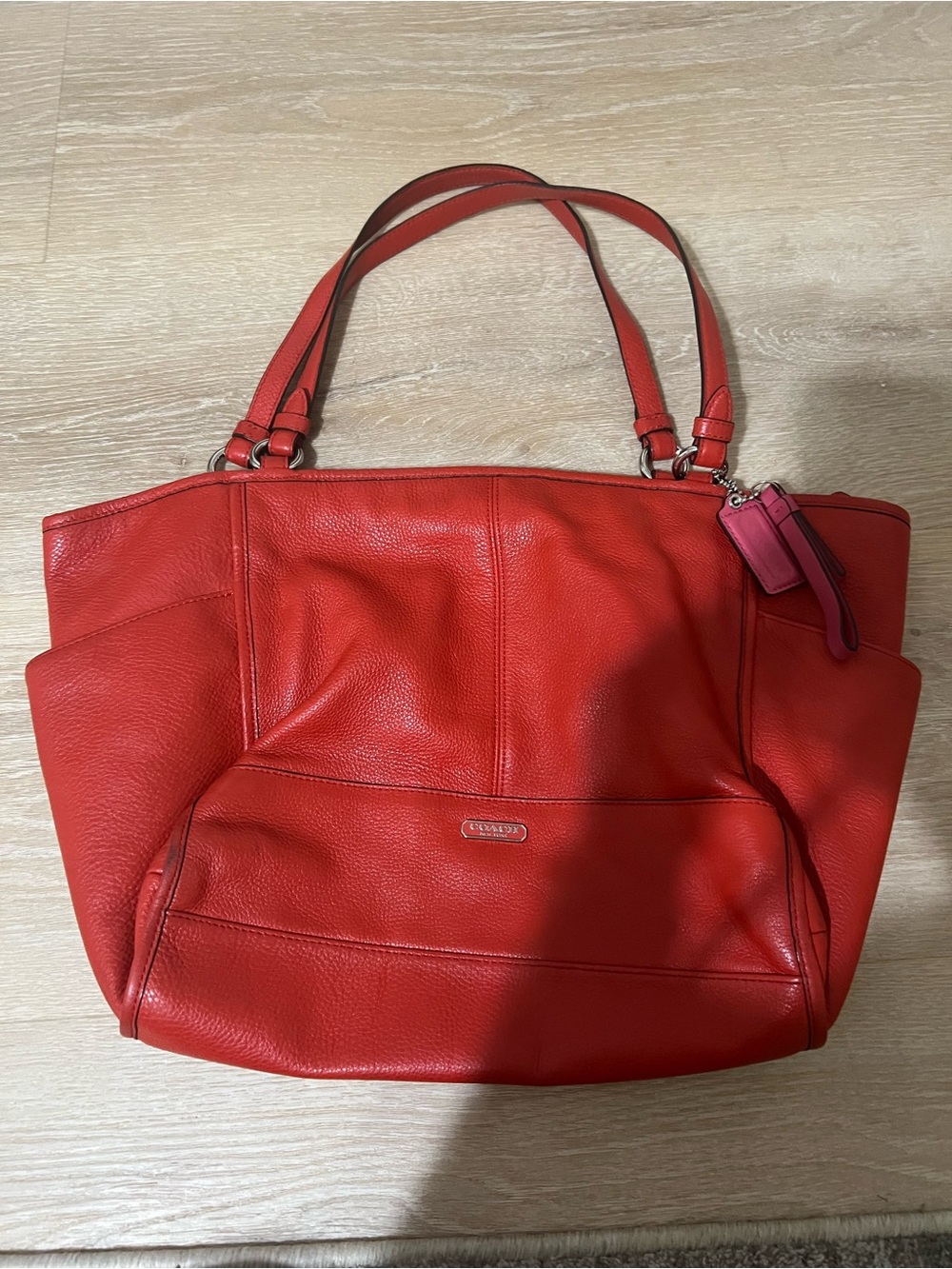 Coach Vibrant Red Pebbled Leather Shoulder Bag - Picture 7 of 8